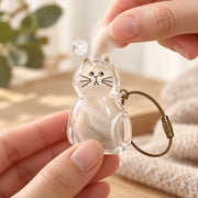 Clear Sitting Cat Fur Keepsake Pendant — image 3 of 6